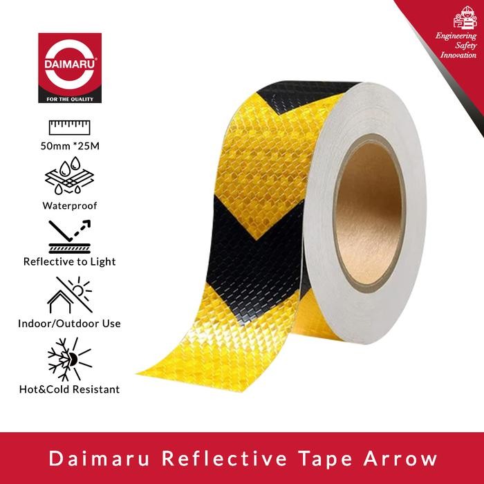 

Khusus Gosend! Daimaru Reflective Tape Safety Reflector Arrow Waterproof 50Mmx25M - Hitam Kuning