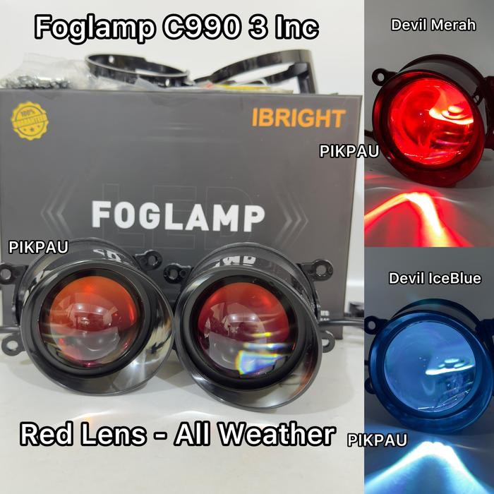 IBRIGHT SEPASANG Lampu Biled Foglamp 3 Inc NEW C990 Blue Lens Foglamp Toyota Dan Honda Bonus Brecket