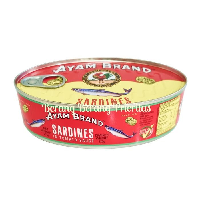 

READY AYAM BRAND SARDEN KALENG OVAL 215G - SARDINES SAUS TOMAT PREMIUM