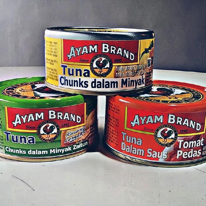 

READY AYAM BRAND IKAN TUNA KALENG SAUS TOMAT PEDAS 150G - TUNA CHUNK LIGHT OLIVE OIL 160G