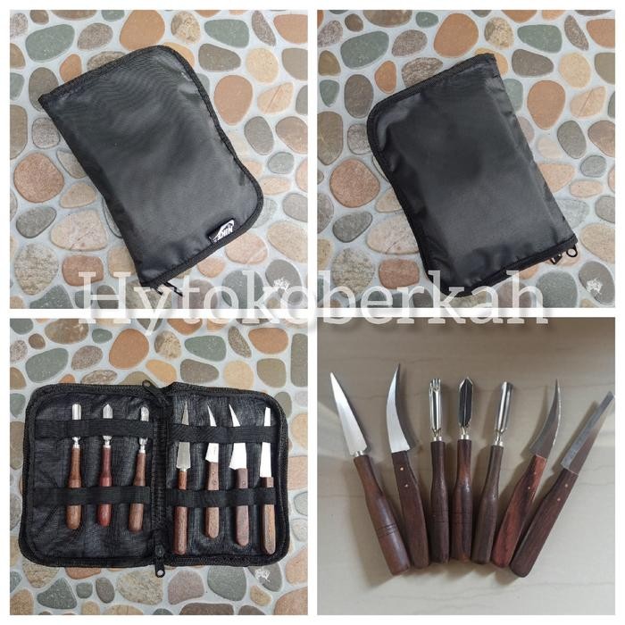 

COD Pisau Garnish / Pisau ukir buah / Pisau carving / pisau tumpeng isi 7 gratis dompet Stainless