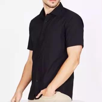 Baju Kemeja Pria Distro Lengan Pendek Warna Hitam