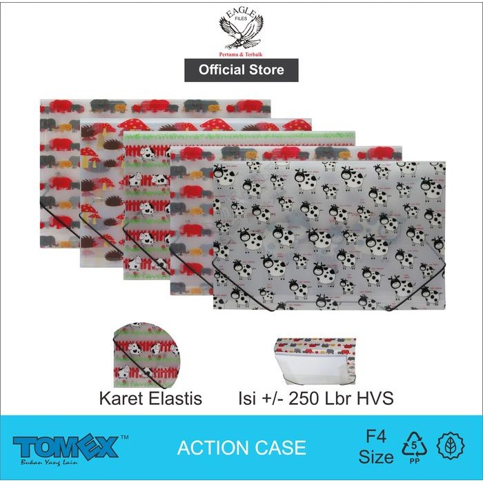 

TOMEX Carry File Banded F4 (Folio) / Map Dokumen Tali Karet Elastis / Action Case Motif
