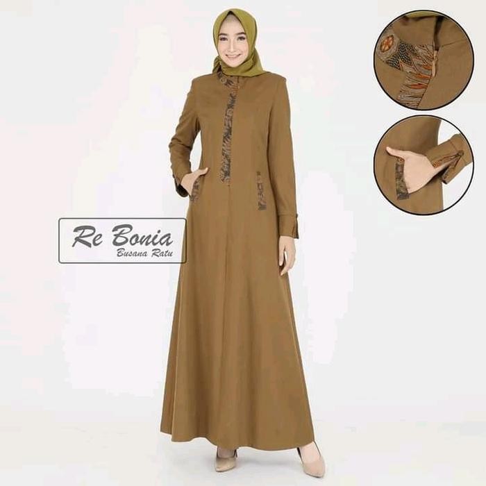 Gamis Kerja Wanita Coklat Tua/ Pakaian Kerja Coklat Tua Wanita Coklat Tua/ Baju Muslim Dress