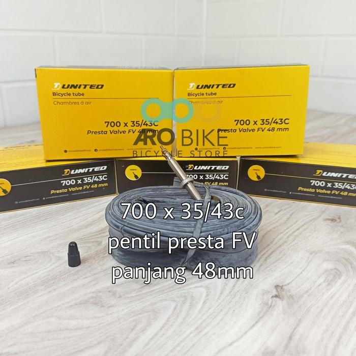 TERMURAH Ban dalam sepeda gravel balap 700 x 35/43C United Presta valve FV 48mm READY STOCK