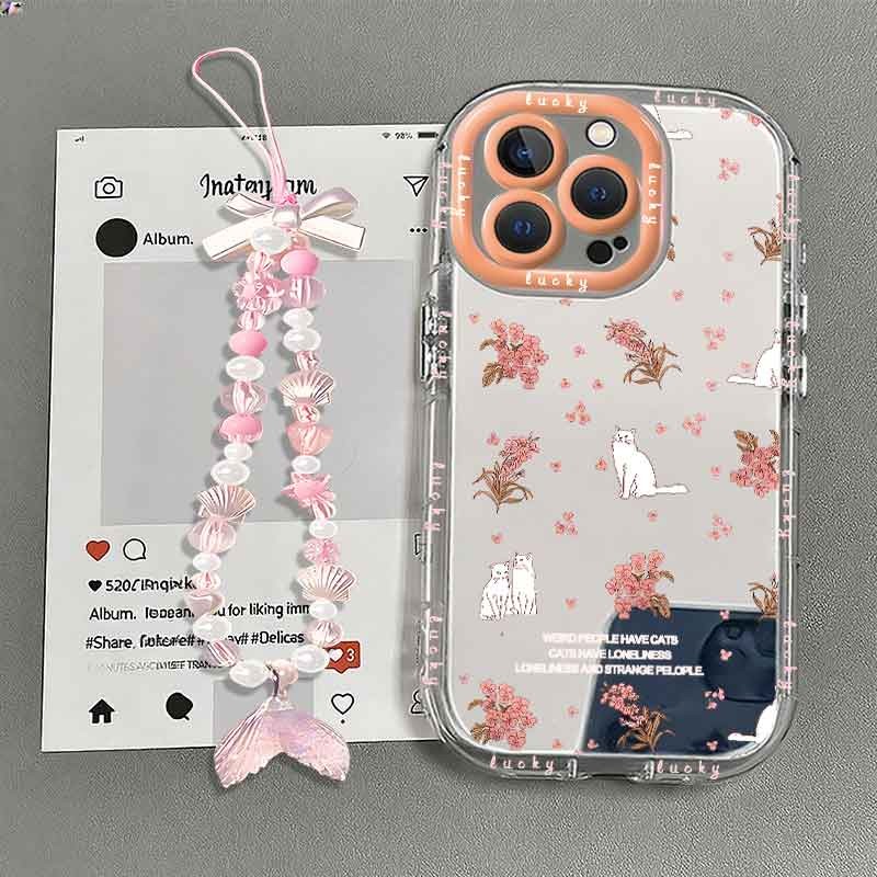 Kelinci Aesthetic Mirror Tali Case Hp Oppo A5I A3X A60 A16 A38 A18 A3 Case