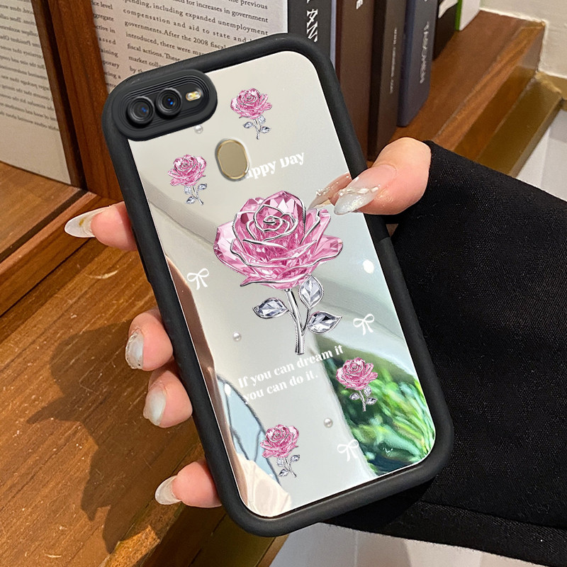 Casing Hp OPPO A7 OPPO A5s OPPO A12 OPPO A12S A11k Case Casing Gaya mewah mawar ungu glitter Pattern