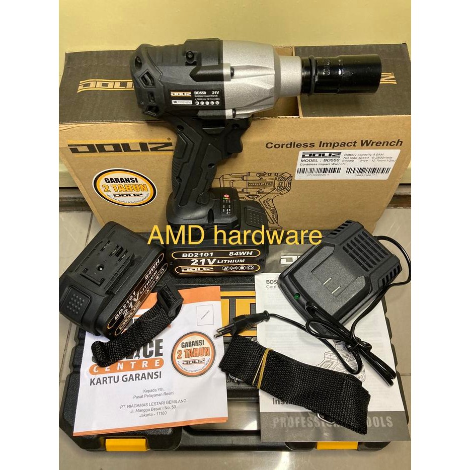 Mesin Bor Impact Wrench Cordless Brushless Doliz Bd550 Original Bd 550