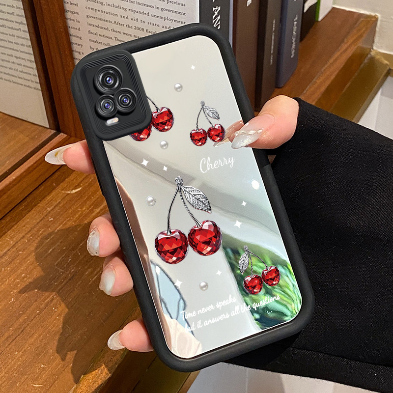 Casing Hp Untuk VIVO V20 VIVO V20 Pro Case Ceri berlian merah mewah Cermin Kasing pelindung Kesing S