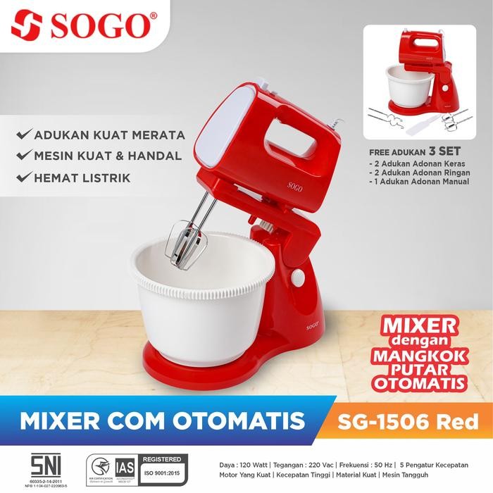 Pengaduk Berdiri SOGO Standing Mixer SG-1506 Warna Merah