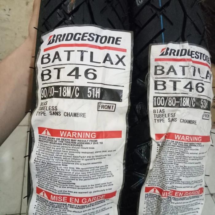 Paketan Ban Luar Battlax Bridgestone Bt46 Uk 90/90-18&Bt46 Uk100/80-18