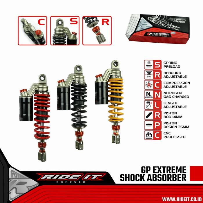 Shock Breaker Belkang Tabung Atas Ride It Gp Extreme Vario 125 Uk325Mm