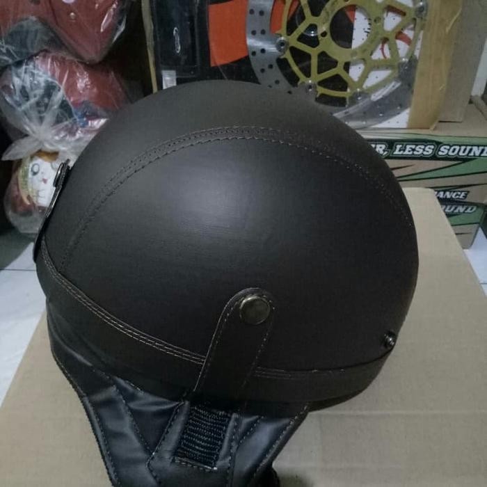 Helm Bogo Kulit Chip Warna Hitam Dan Coklat Chip Bogo Kulit