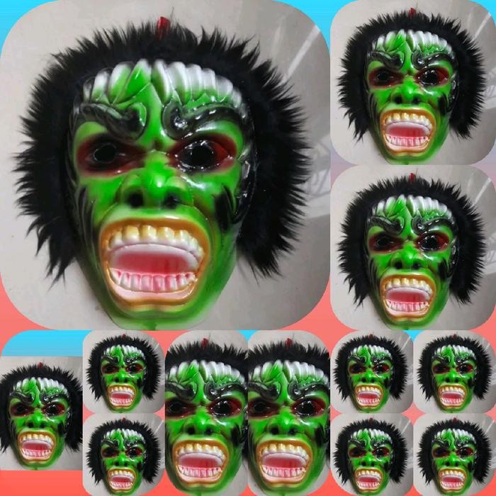 Topeng Buto Ijo Seram Remaja Spon Halloween Anak - Custom Anonymous/Vendeta - Plastik