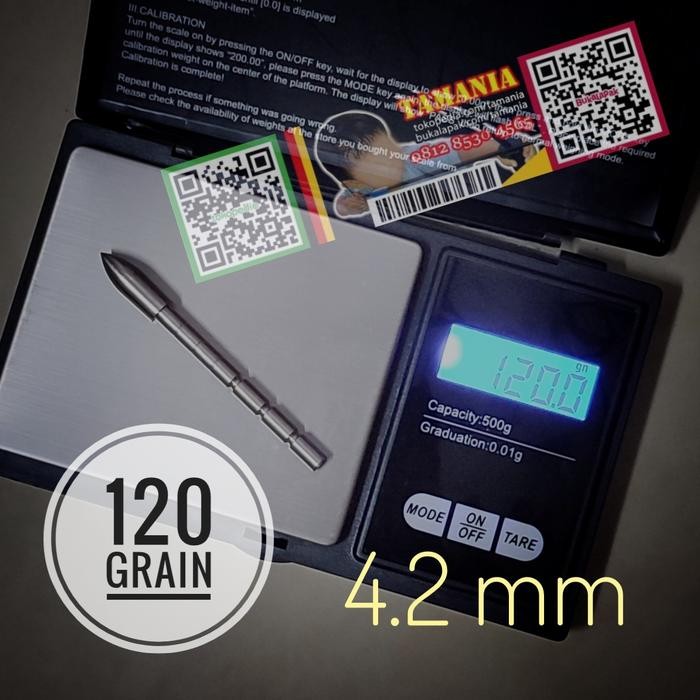 arrow point inner 4.2 mm 120 grain - mata anak panah carbon kode 858