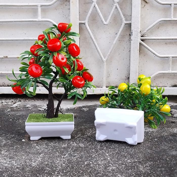 TANAMAN HIAS DEKORASI BUAH PLASTIK IMPORT BUNGA HIAS FLOWER POHON BUAH MINI DEKORASI RUMAH TANAMAN