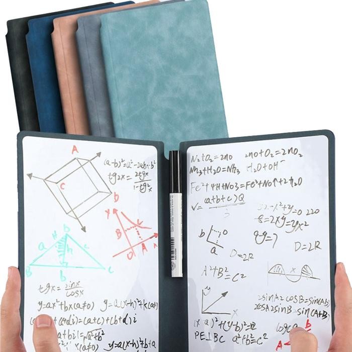 

Papan Tulis Portable Lipat Mini Size A5 Whiteboard Cover Kulit Pu Leather White Board dan Spidol