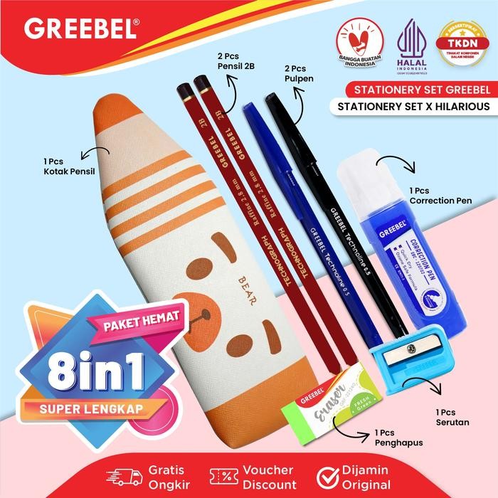 

GREEBEL [8 in 1] Alat tulis set Stationery set (PAKET ALAT TULIS X HILARIOUS) / Paket Alat Tulis /