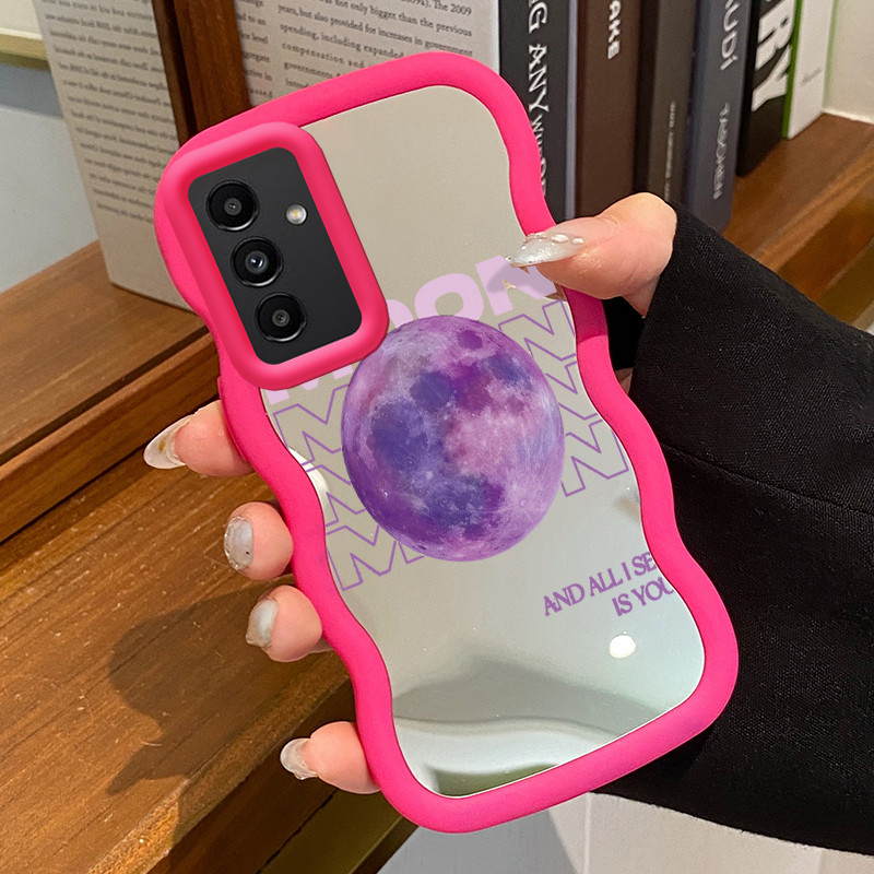 Casing HP Untuk Samsung A24 Case Bulan ungu Macaron Softcase Silikon lunak Kasing Kesing cermin Cesi