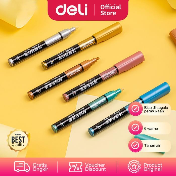 

Deli Acrylic Marker / Spidol Akrilik 6 Warna Pastel Metalik S58X - Pastel