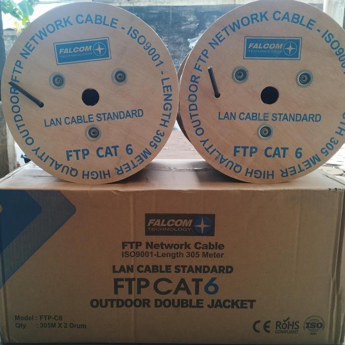 Falcom Ftp Cat 6 Kabel Lan Stp Cat6 Double Jacket Pelindung Outdoor Terlaris