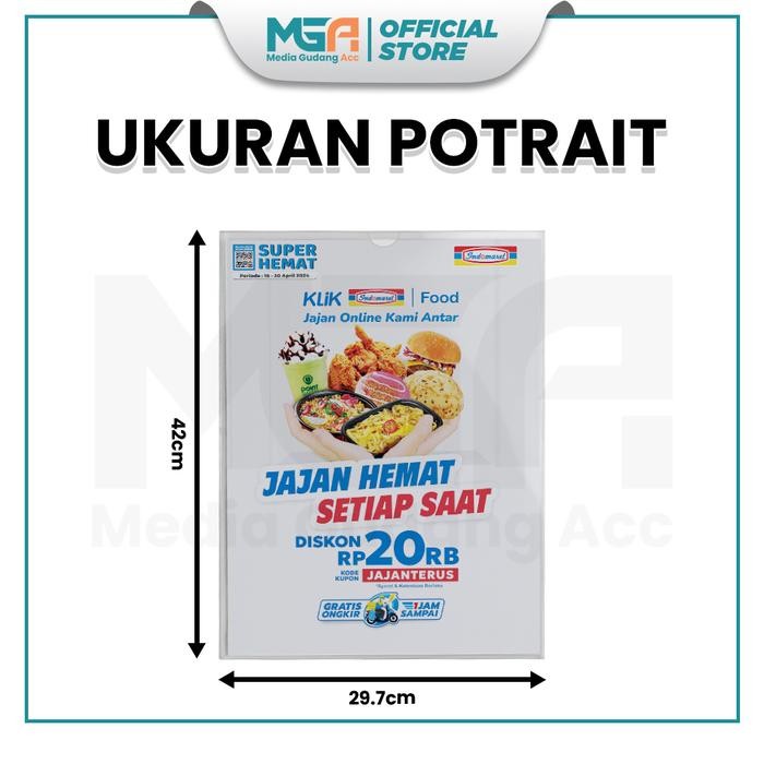 

Akrilik Pocket A3 2mm - Sign Holder Poster Display Marketing Berkualitas
