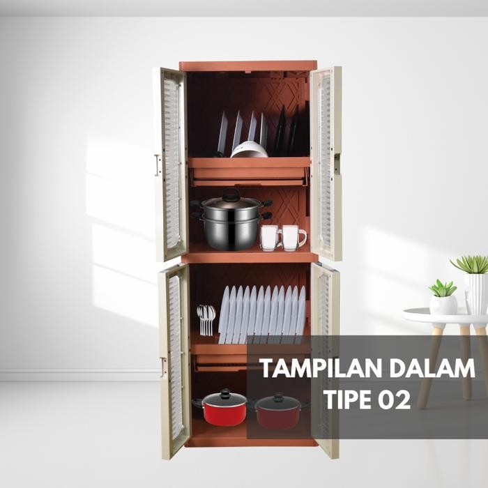 New NARITA Lemari Piring Rak Piring 2 PINTU Lemari Susun Plastik Serbaguna Lemari Dapur Piring