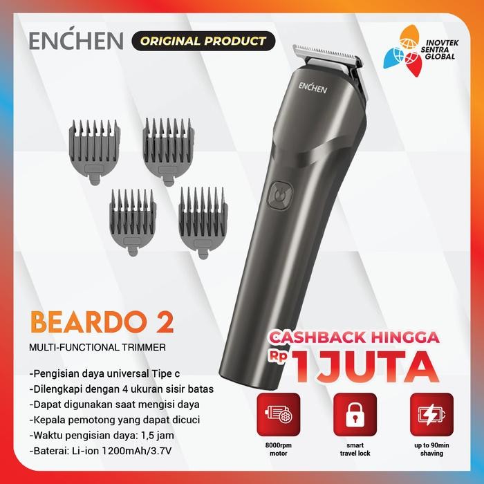 BISA COD Enchen Beardo 2 Cordless Hair Clipper - Alat Cukur Rambut Elektrik - Beardo 2