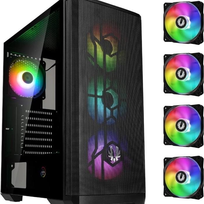 BITFENIX NOVA MESH SE TG BLACK TEMPERED GLASS ATX MID TOWER CASE 4 FAN