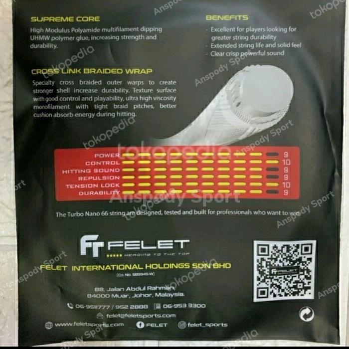 Bisa Termin Senar Badminton Felet Ultramax Turbo Nano 66 / Senar Felet 66