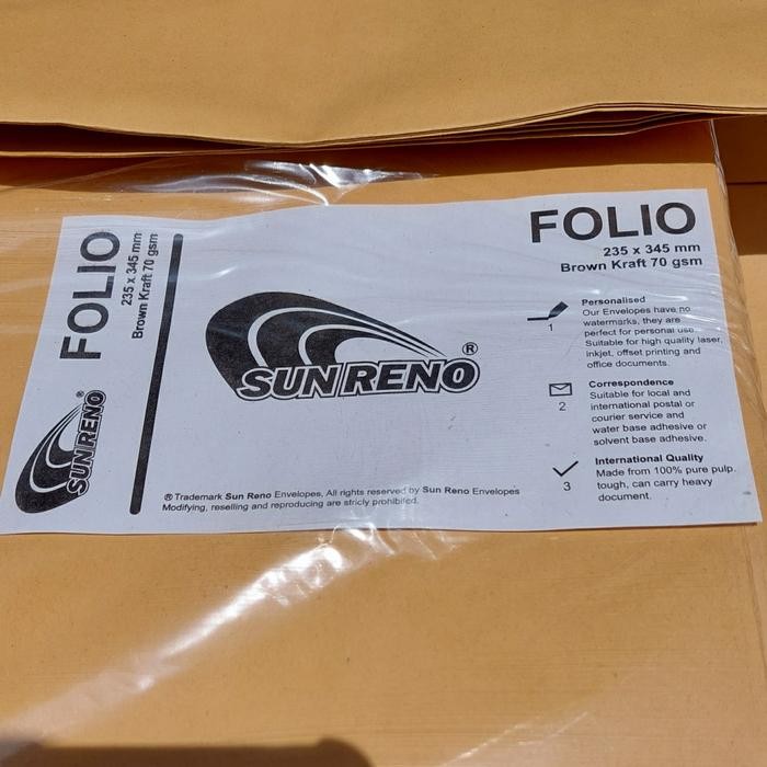 

ID AMPLOP COKLAT UKURAN FOLIO (235X345MM) NO SEAL. ISI 100LEMBAR/PAK.
