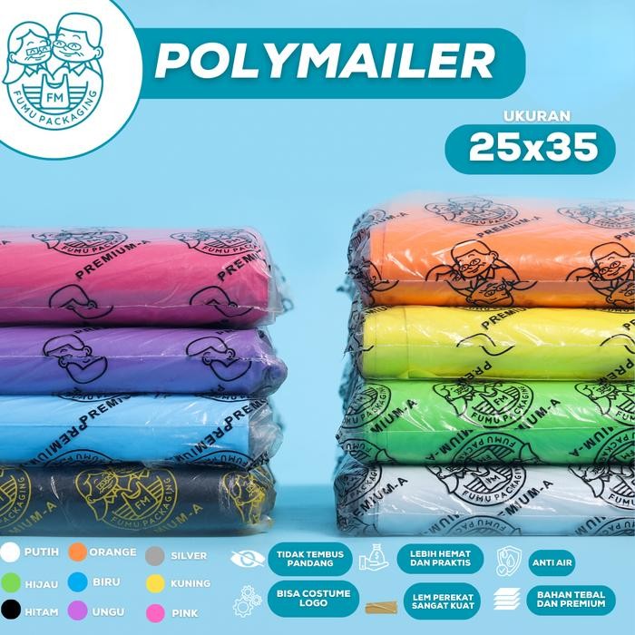 

ID FUMU KANTONG PLASTIK PACKING POLYMAILER 25X35CM ISI 100 PCS TEBAL PREMIUM TIDAK MUDAH SOBEK
