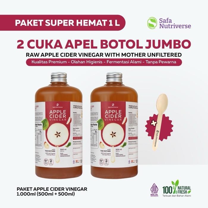 

CUKA APEL ORGANIK WITH MOTHER 750ML - 1.000 ML DENGAN INANG CUKA