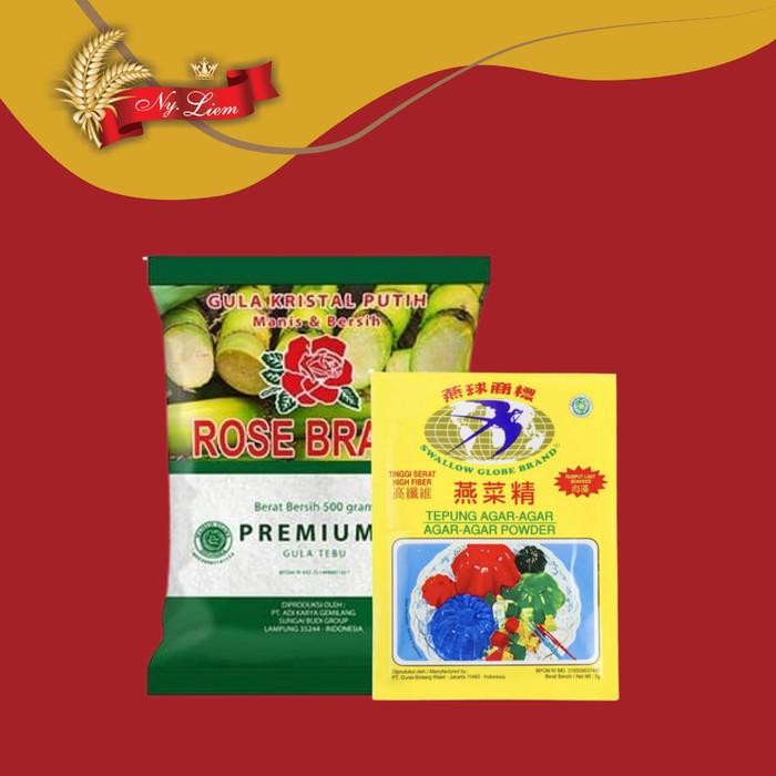 

(Allthebest) Paket ROSE BRAND Gula Pasir 1 kg + SWALLOW Agar Plain 7 gr