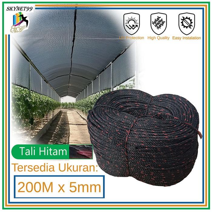 TALI TAMBANG PLASTIK HITAM BINTIK UK 5MM (1 ROLL )