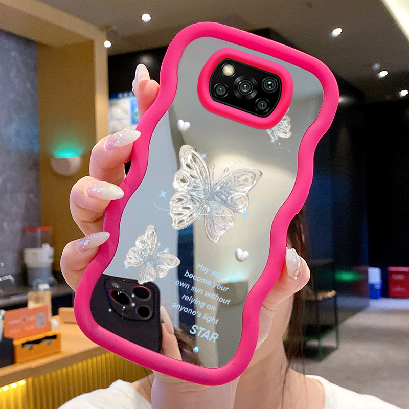 Casing Untuk Xiaomi POCO X3 POCO X3 NFC POCO X3 Pro Case Casing Busur kuning Gelombang Cermin Siliko