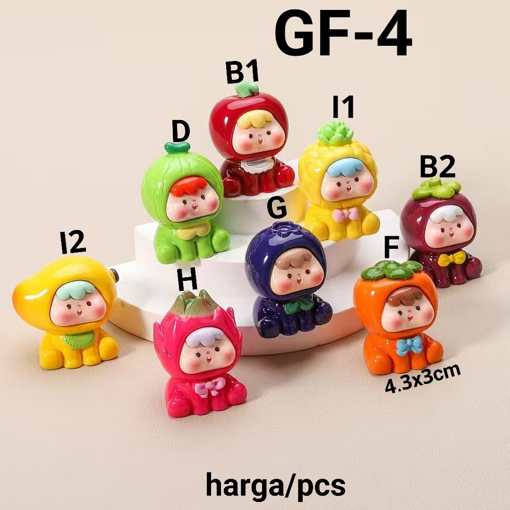 GF-4 Resin clay 3d diy buah fruit glossy mangga naga nanas apel manggis timituu manik kalung gantung