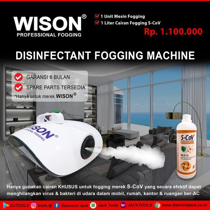 wison mesin fogging disinfektan + 1l cairan fogging anti nyamuk stok terbatas