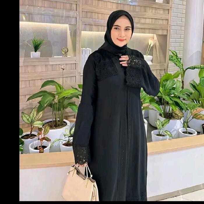 Gamis Abaya Dewasa Bordir Mewah Hitam Abaya Full Black Bordir By Dika Fashion Shop
