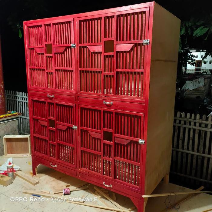 kandang ayam bangkok / jago 4 pintu ukuran 75x75x75 perpintu