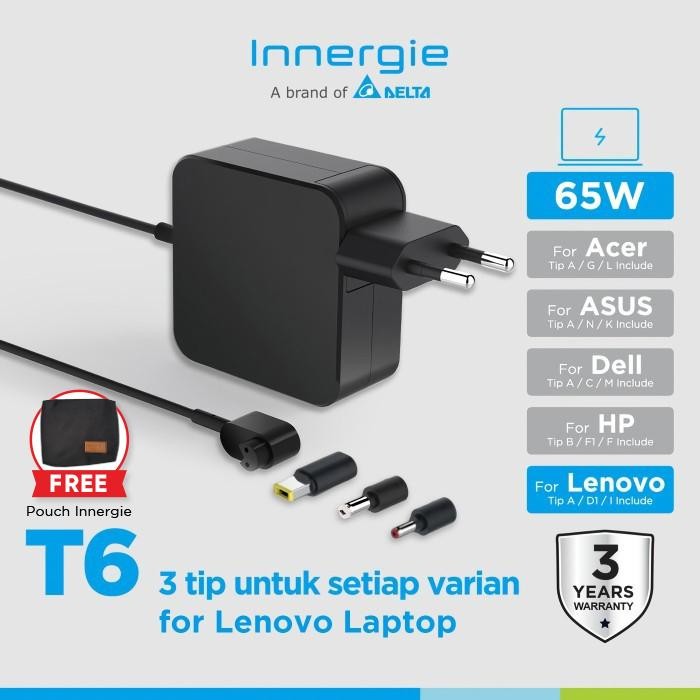 TERBARU INNERGIE LAPTOP CHARGER T6 65W 45W FOR LENOVO TERMURAH