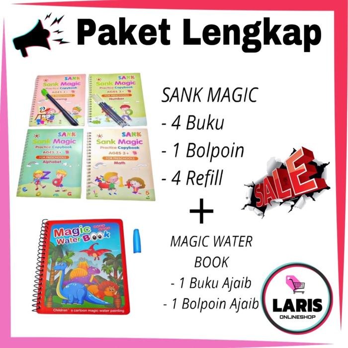 

New PAKET LENGKAP 5 BUKU AJAIB + 5 BOLPOIN REFILL / BUKU SANK MAGIC + MAGIC BOOK UNTUK LATIHAN