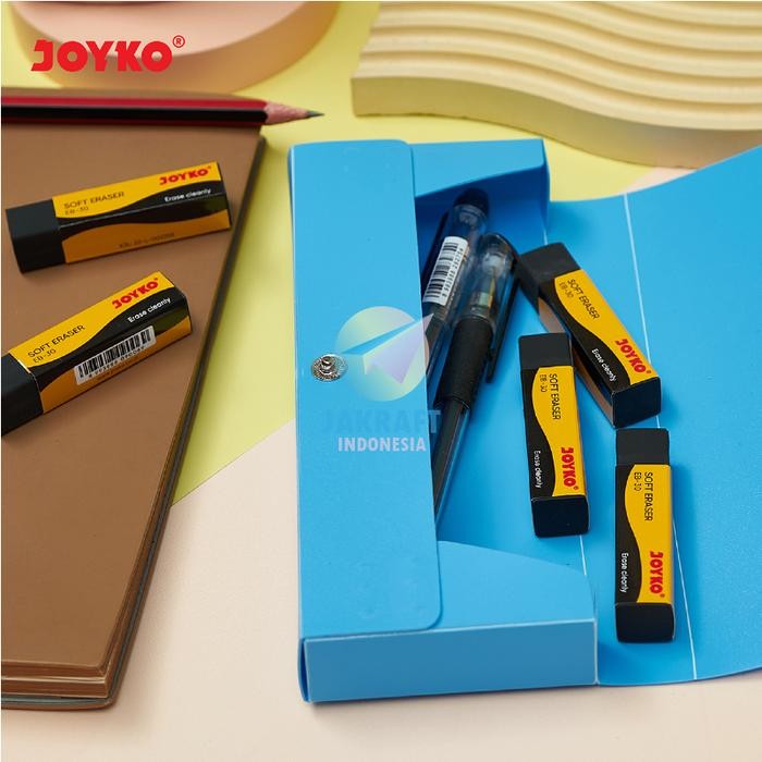 

New (30 Pcs) GROSIR Penghapus Pensil Panjang JOYKO EB-30 Hitam Black / ER-30W Putih White Dust Free