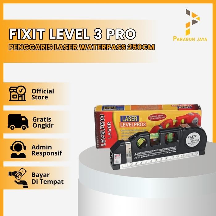 

New Fixit Laser Level Pro 3 Penggaris Waterpass Meteran Laser 250 Cm