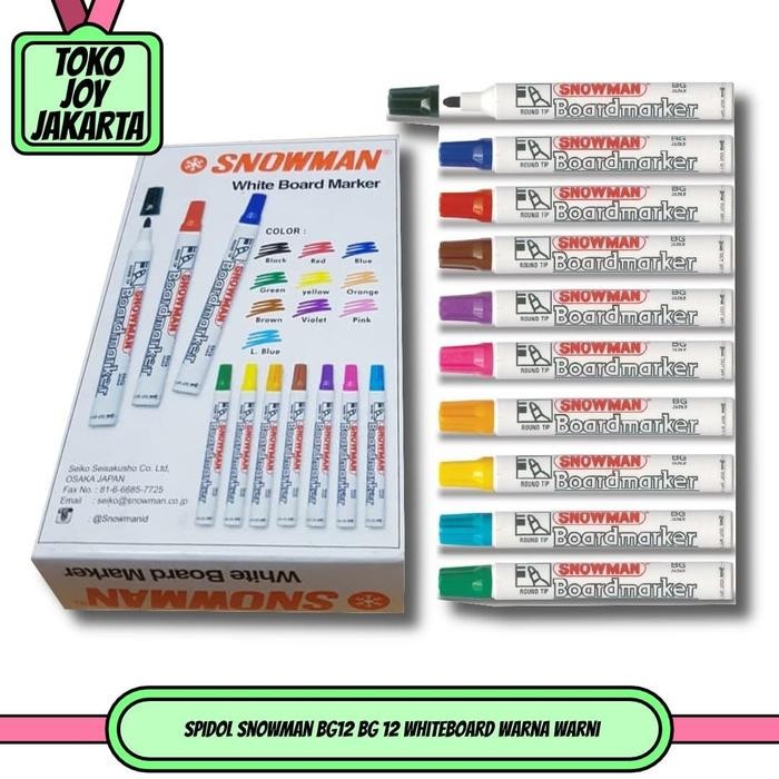 

New Spidol Snowman BG12 BG 12 Whiteboard Warna Warni