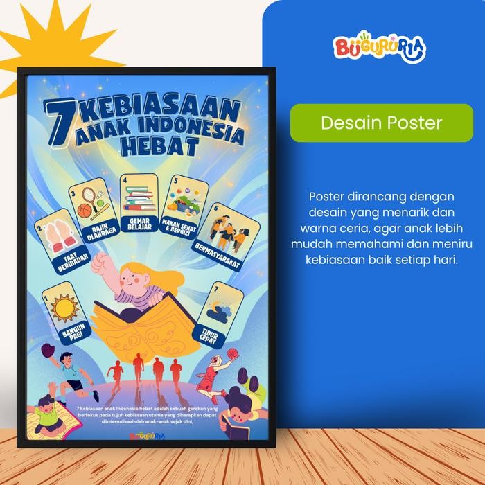 

New Bu Guru Ria - Poster 7 Kebiasaan Anak Hebat Indonesia Dekorasi Kelas & Rumah Edukasi Karakter