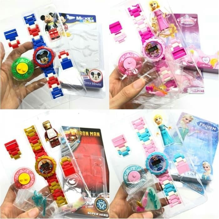 DISKON Jam Tangan Lego Karakter Anak Princess/Frozen/key/IronMan/Spiderman READY STOCK