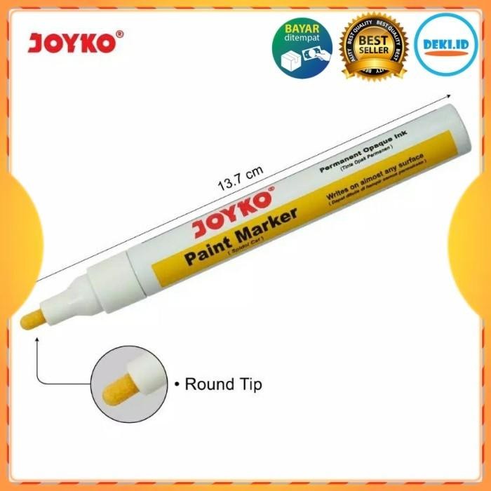 

New Spidol Putih White Cat Permanen Paint Marker Joyko PTM-37 Round Tip
