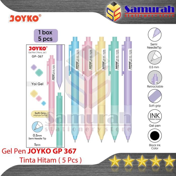 

New Gel Pen Joyko Yoi Gel GP 367 Case Pastel / Gelpen Yoi GP367 0.5 mm Cetek ( 5 Pcs ) Tinta Warna