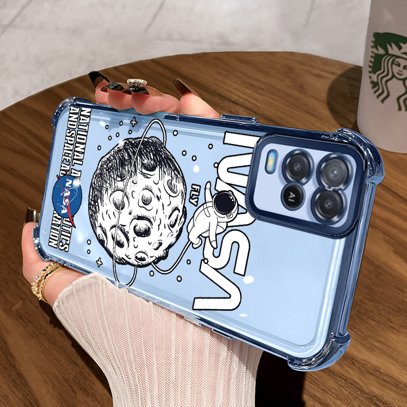Casing Hp untuk OPPO A54 Case Astronot NASA Kasing Perlindun Anti-Drop airbag Kesing Silikon Softcas